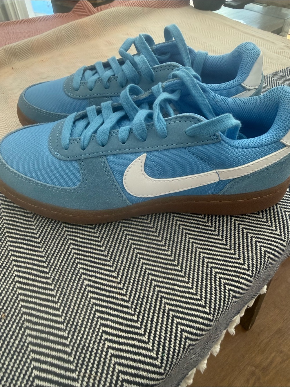 Never Worn Nike Kids' Blue Low-Top Sneakers with White Swoosh